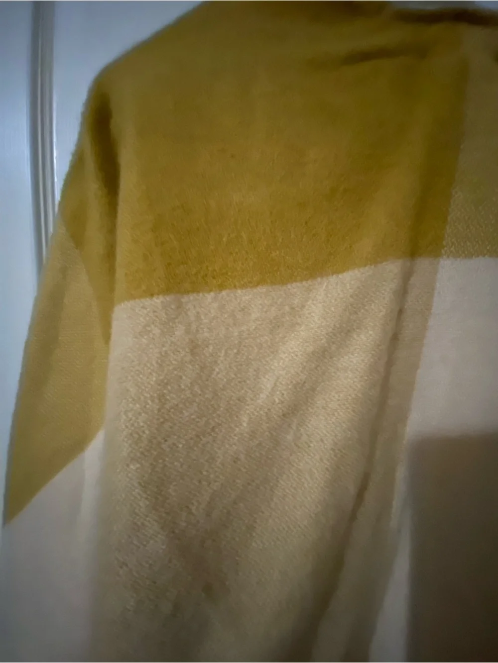 Universal Thread Ruana Colorblock Fringe Poncho | OSFM | Mustard & Cream NWT